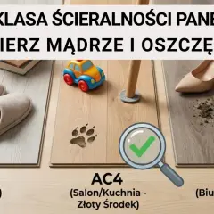 Porównanie klas ścieralności paneli: AC3 (sypialnia), AC4 (salon/kuchnia) i AC5 (biuro/wiatrołap). Wybierz mądrze!