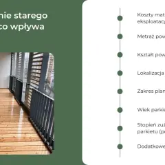 Cyklinowanie parkietu: poznaj czynniki wpływające na cenę. Od materiałów po stan podłogi, wszystko ma znaczenie.