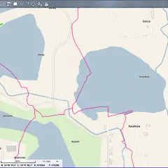 Warstwa "Mapa ewidencyjna" z zaznaczonymi działkami i granicami obrębów, widoczna na tle mapy z rzeką Wartą i miejscowościami.