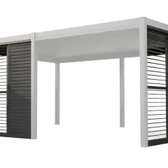 Nowoczesna pergola tarasowa z ruchomymi żaluzjami. Dowiedz się, jak zrobić pergolę tarasową, która zapewni cień i prywatność.