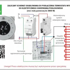 Schemat podłączenia termostatu MYCOND do elektrycznego ogrzewania podłogowego. Sterowniki do ogrzewania podłogowego zapewniają komfort i oszczędność.