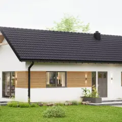 Nowoczesny domek letniskowy z drewnianymi elementami, idealny na wypoczynek. Sprawdź, jak uzyskać dofinansowanie na domek letniskowy.
