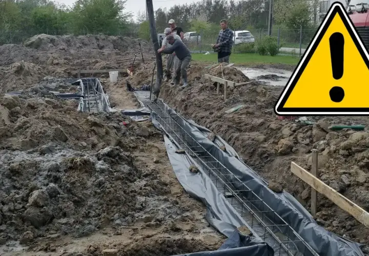 Budowa trwa! Wylewanie betonu na ławy fundamentowe. Pracownicy dbają o solidne podstawy.