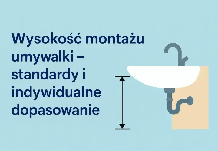 Wysokość umywalki: standardy i indywidualne dopasowanie. Ilustracja pokazuje umywalkę z zaznaczoną miarą wysokości montażu.
