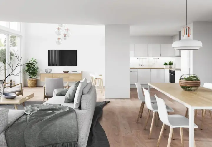 Nowoczesny salon z jadalnią: jak ustawić meble, by stworzyć funkcjonalną i stylową przestrzeń. Jasne kolory, naturalne materiały i dużo światła.