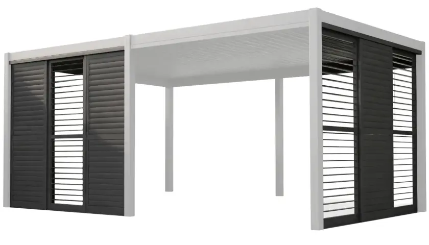 Nowoczesna pergola tarasowa z ruchomymi żaluzjami. Dowiedz się, jak zrobić pergolę tarasową, która zapewni cień i prywatność.