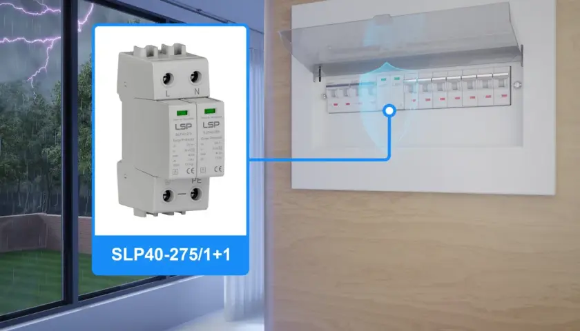 Ochrona przed przepięciami: modułowa przepięciówka LSP SLP40-275/1+1 chroni instalację elektryczną przed burzą.